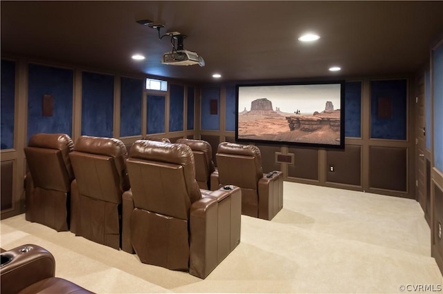 view of carpeted home theater