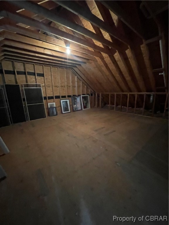 view of unfinished attic