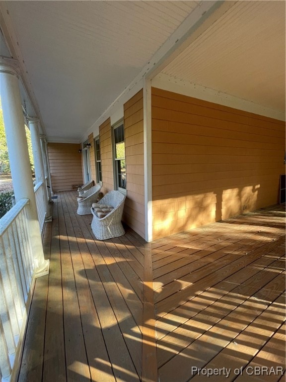 wooden deck with covered porch