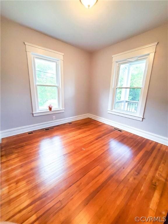 empty room with light wood-type flooring