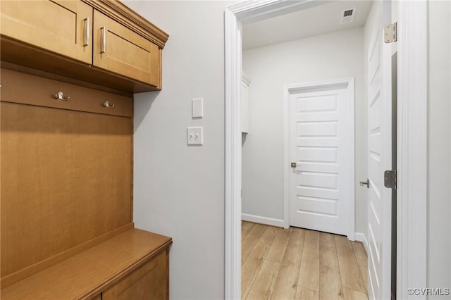 mudroom featuring light hardwood / wood-style floors