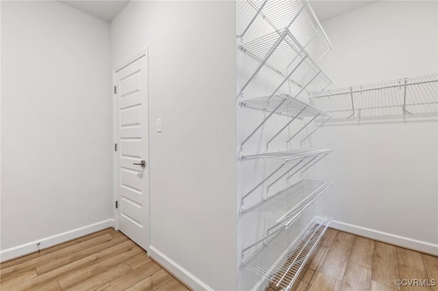 walk in closet featuring wood-type flooring