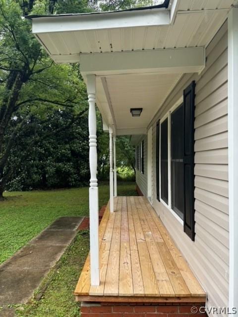 deck with a lawn