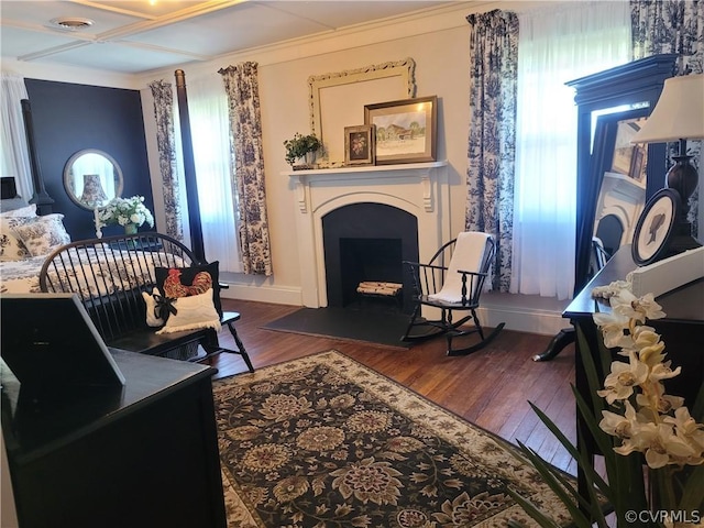 1501 Saxkey Rd, Drakes Branch, VA 23937 - bedroom featuring baseboards, wood finished floors, and a fireplace