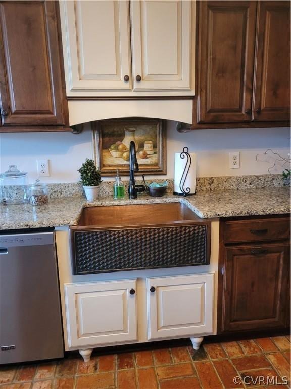 1501 Saxkey Rd, Drakes Branch, VA 23937 - kitchen featuring a sink, light stone counters, and dishwasher