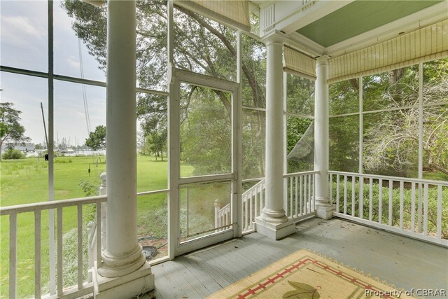 view of unfurnished sunroom