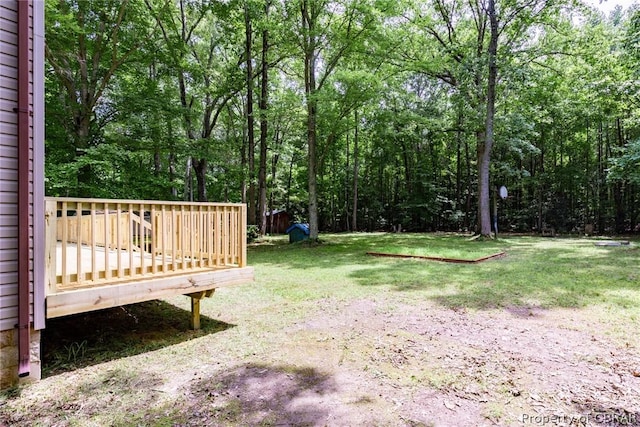 view of yard featuring a deck