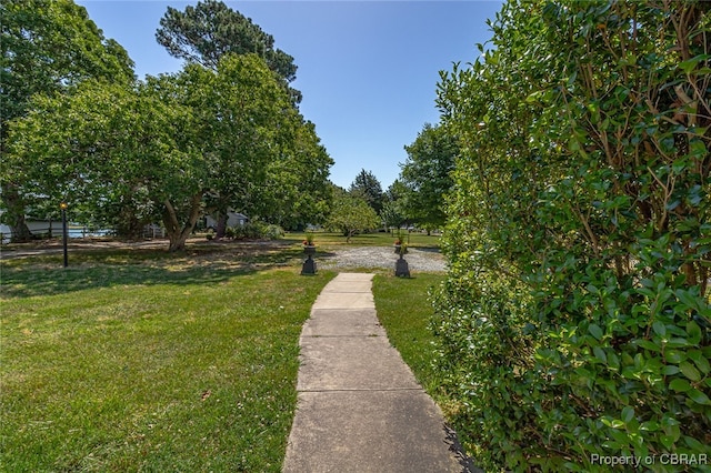 view of home's community with a lawn