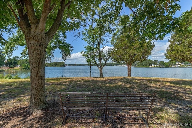 property view of water with fence