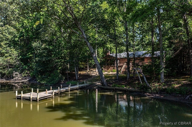 dock area with a water view