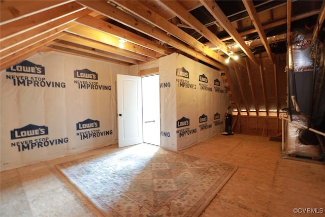 view of unfinished attic