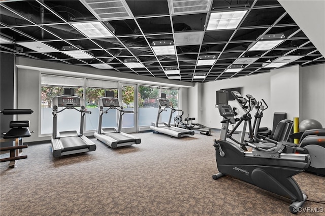 gym with carpet floors