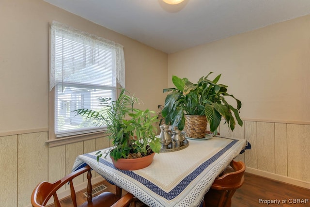 dining room featuring a wealth of natural light and dark wood-type flooring