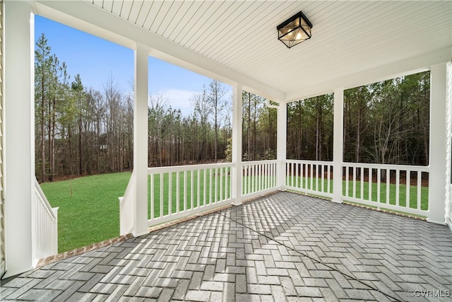 view of unfurnished sunroom