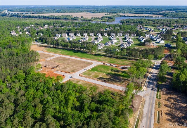 aerial view with a wooded view