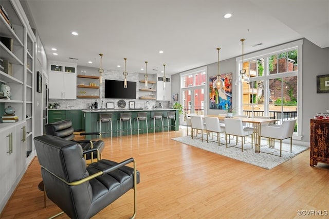 living room featuring light hardwood / wood-style floors