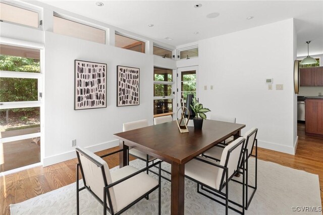 dining room with light wood-type flooring