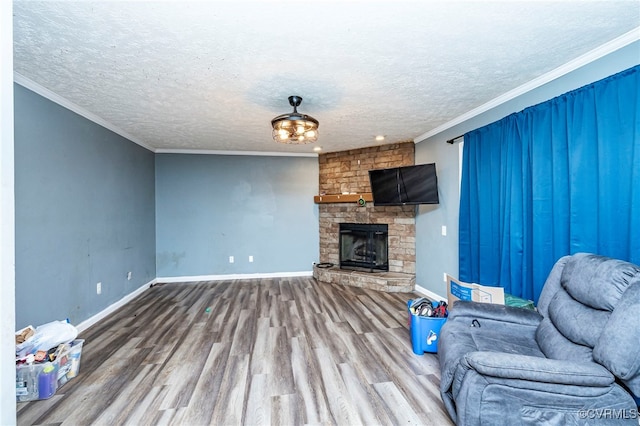 unfurnished living room featuring hardwood / wood-style floors and crown molding