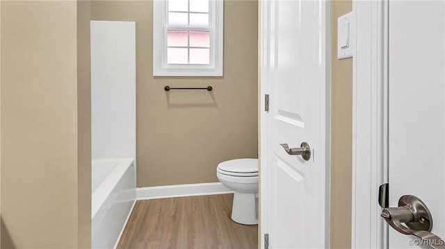 3323 Rock Creek Villa Dr, Quinton, VA 23141 - full bathroom featuring wood finished floors, baseboards, walk in shower, toilet, and a bathtub