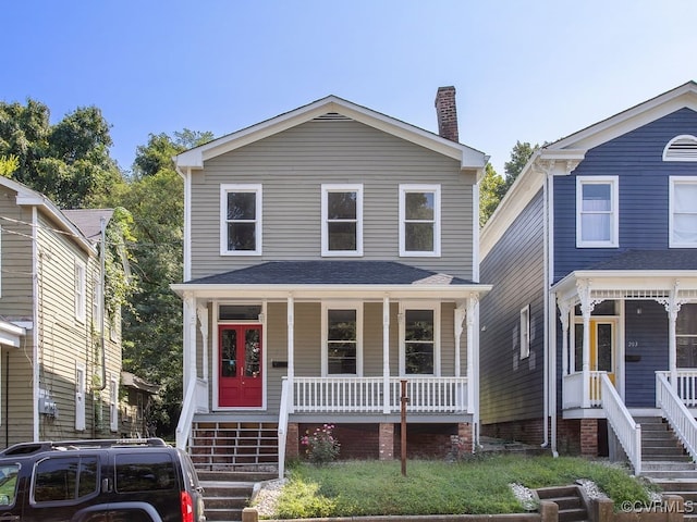 front facade with covered porch