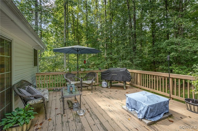 deck with a grill