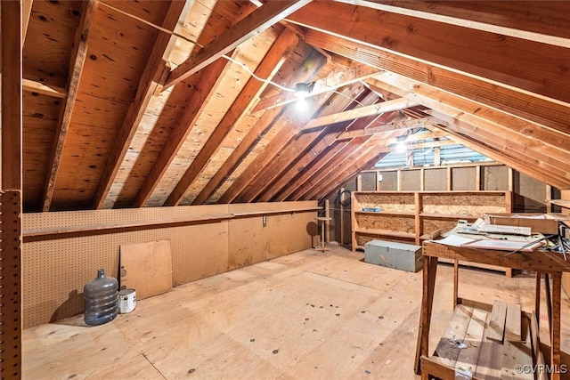 view of unfinished attic