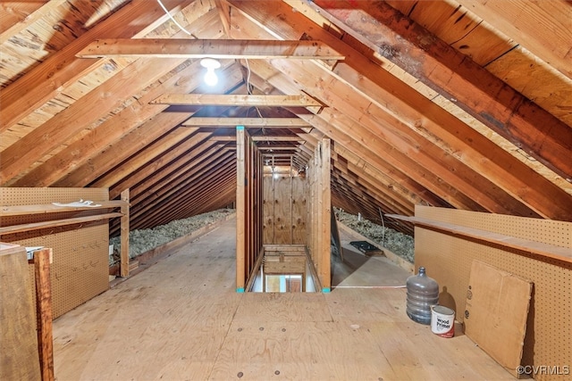 view of unfinished attic