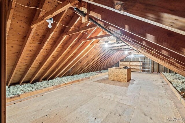 view of unfinished attic