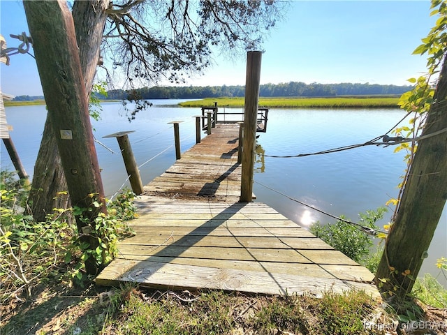 dock area featuring a water view