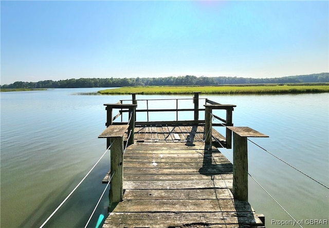 view of dock featuring a water view