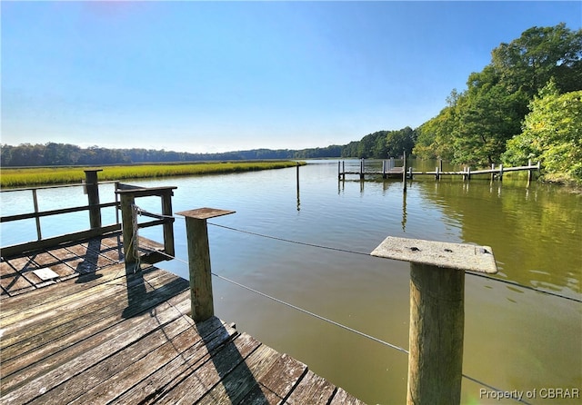 dock area featuring a water view