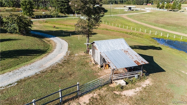 bird's eye view featuring a rural view