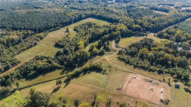 drone / aerial view with a rural view