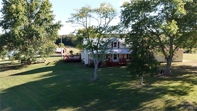 view of yard with a deck