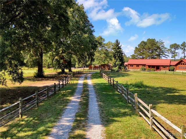 exterior space with a rural view