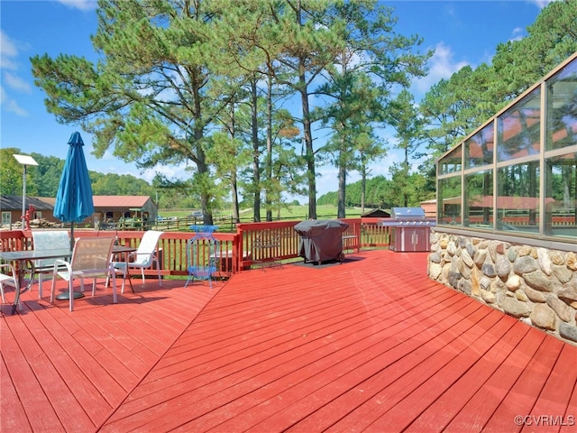 deck with grilling area