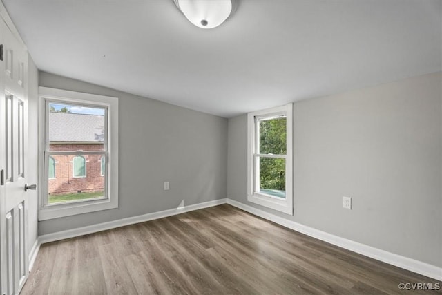 spare room featuring light hardwood / wood-style floors and a wealth of natural light