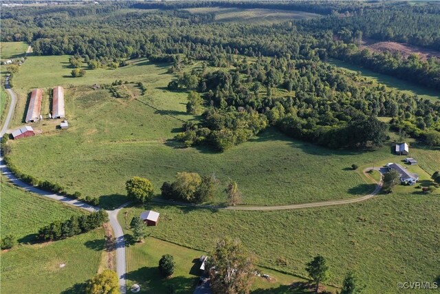 bird's eye view featuring a rural view