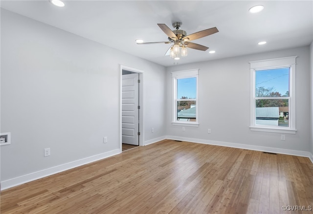 unfurnished bedroom featuring ceiling fan and wood-type flooring