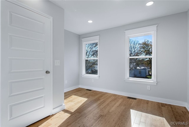 spare room featuring wood-type flooring