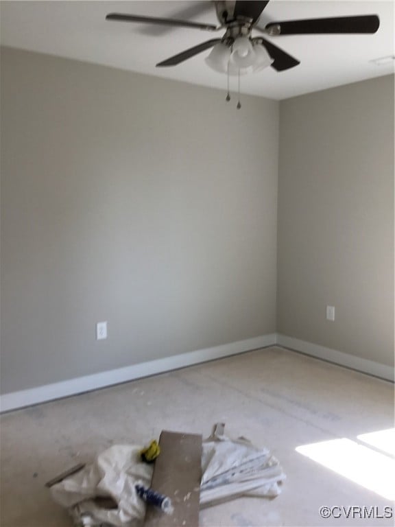 spare room featuring ceiling fan