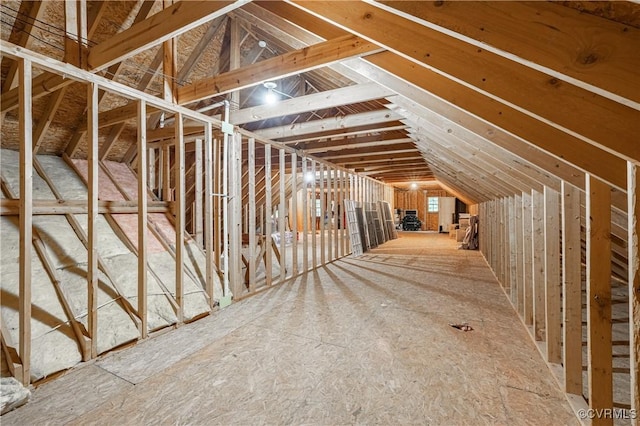 view of unfinished attic