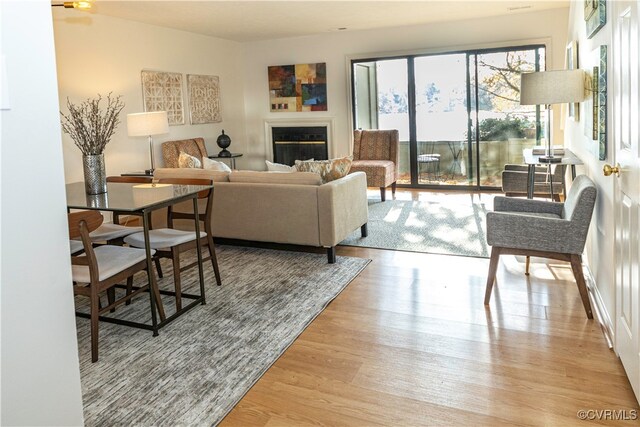 living room featuring light wood-type flooring