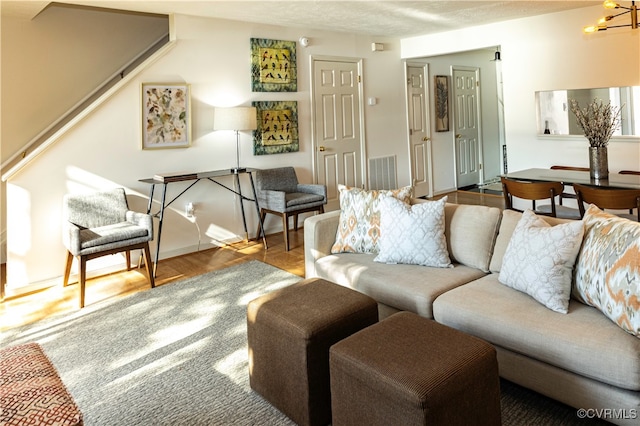 living room with light hardwood / wood-style floors