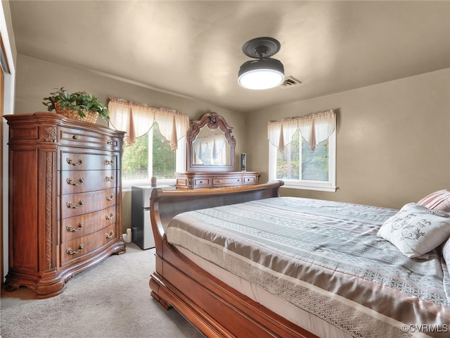 carpeted bedroom with multiple windows