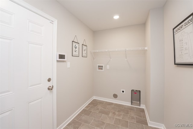 laundry room with washer hookup and hookup for an electric dryer