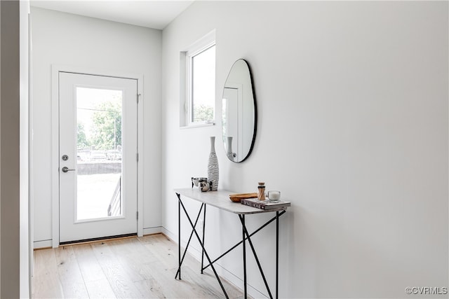 doorway with light hardwood / wood-style floors