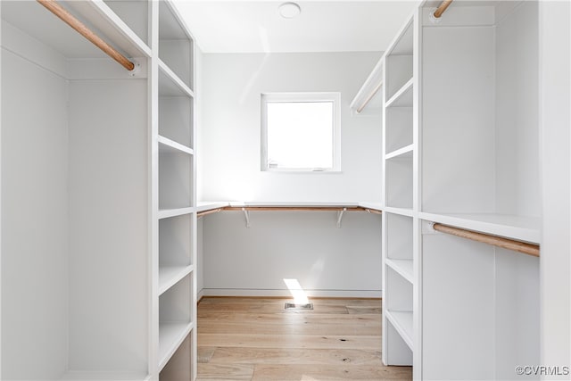 walk in closet featuring light hardwood / wood-style floors