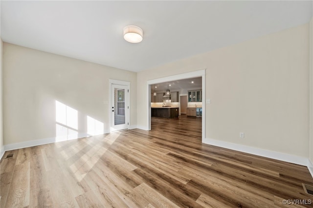 unfurnished living room with hardwood / wood-style floors