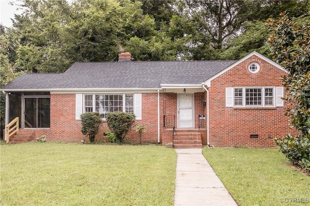 view of front of house with a front yard